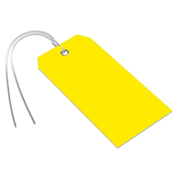 SmartSign (Pack of 1000) Yellow Plastic Tags with Wires, 4.75 x 2.375 inch, Meta - Picture 1 of 2